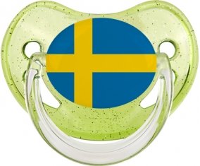Drapeau Suède Sucette Physiologique Vert à paillette