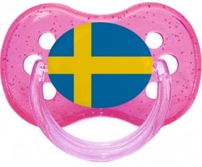 Drapeau Suède Tétine Cerise Rose à paillette