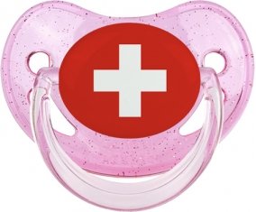 Drapeau Suisse Tétine Physiologique Rose à paillette