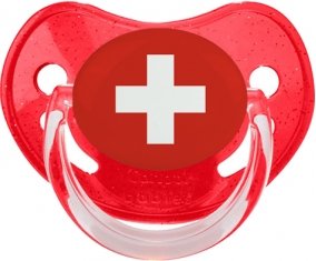 Drapeau Suisse Tétine Physiologique Rouge à paillette