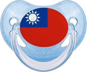 Drapeau Taïwan Sucette Physiologique Bleue à paillette