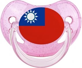 Drapeau Taïwan Sucette Physiologique Rose à paillette