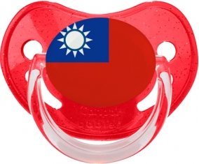 Drapeau Taïwan Sucette Physiologique Rouge à paillette