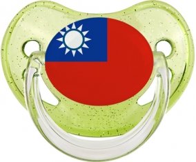 Drapeau Taïwan Sucette Physiologique Vert à paillette