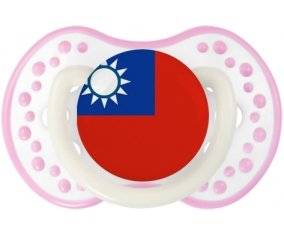 Drapeau Taïwan Sucette LOVI Dynamic Blanc-rose phosphorescente