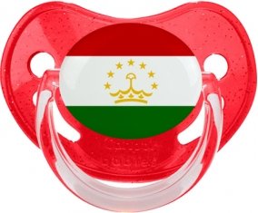 Drapeau Tadjikistan Sucette Physiologique Rouge à paillette