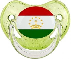 Drapeau Tadjikistan Sucette Physiologique Vert à paillette