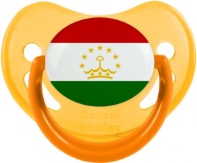 Drapeau Tadjikistan Sucette Physiologique Jaune phosphorescente