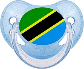 Drapeau Tanzanie Tétine Physiologique Bleue à paillette