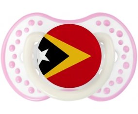 Drapeau Timor Leste Sucette LOVI Dynamic Blanc-rose phosphorescente