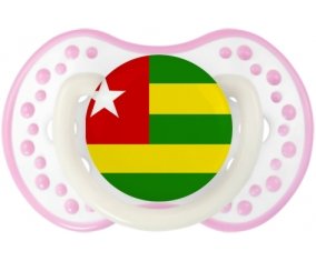 Drapeau Togo Sucette LOVI Dynamic Blanc-rose phosphorescente
