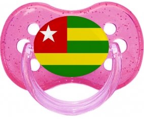Drapeau Togo Tétine Cerise Rose à paillette