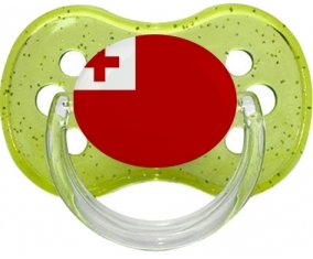 Drapeau Tonga Sucette Cerise Vert à paillette