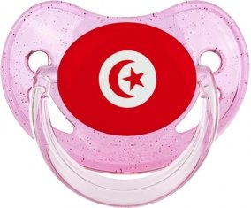 Drapeau Tunisie Sucette Physiologique Rose à paillette