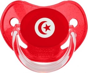 Drapeau Tunisie Sucette Physiologique Rouge à paillette