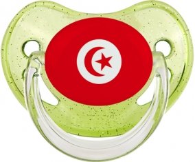 Drapeau Tunisie Sucette Physiologique Vert à paillette