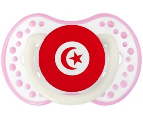 Drapeau Tunisie Sucette LOVI Dynamic Blanc-rose phosphorescente