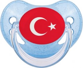 Drapeau Turquie Tétine Physiologique Bleue à paillette