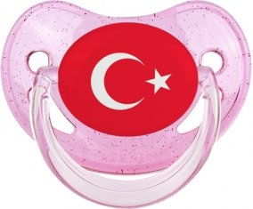 Drapeau Turquie Tétine Physiologique Rose à paillette