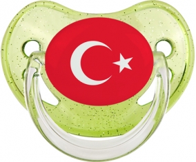 Drapeau Turquie Tétine Physiologique Vert à paillette