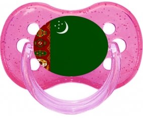 Drapeau Turkménistan Sucette Cerise Rose à paillette