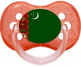 Drapeau Turkménistan Sucette Cerise Rouge à paillette