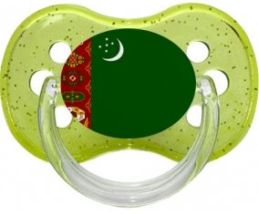 Drapeau Turkménistan Sucette Cerise Vert à paillette