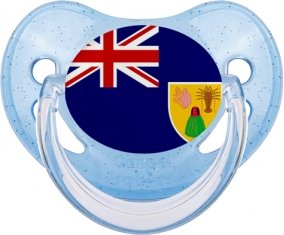 Drapeau Îles Turques-et-Caïques Sucette Physiologique Bleue à paillette