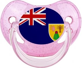 Drapeau Îles Turques-et-Caïques Sucette Physiologique Rose à paillette