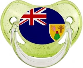 Drapeau Îles Turques-et-Caïques Sucette Physiologique Vert à paillette