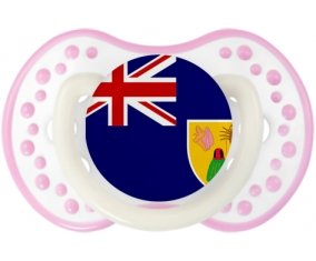 Drapeau Îles Turques-et-Caïques Sucette LOVI Dynamic Blanc-rose phosphorescente