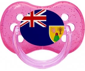 Drapeau Îles Turques-et-Caïques Sucette Cerise Rose à paillette