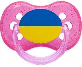 Drapeau Ukraine Sucette Cerise Rose à paillette