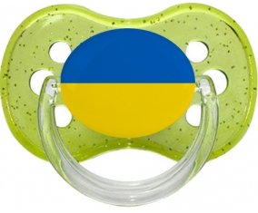 Drapeau Ukraine Sucette Cerise Vert à paillette