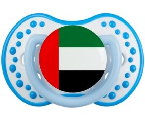 Drapeau Emirats Arabes Unis Sucette LOVI Dynamic Blanc-bleu phosphorescente