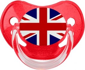 Drapeau Royaume-Uni Sucette Physiologique Rouge à paillette