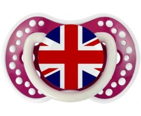 Drapeau Royaume-Uni Sucette LOVI Dynamic Fuchsia phosphorescente