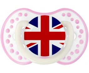 Drapeau Royaume-Uni Sucette LOVI Dynamic Blanc-rose phosphorescente