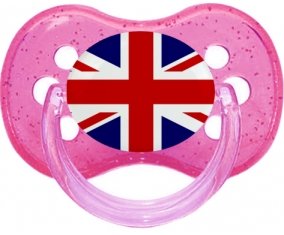Drapeau Royaume-Uni Tétine Cerise Rose à paillette
