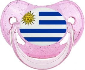 Drapeau Uruguay Sucette Physiologique Rose à paillette
