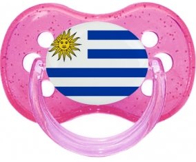 Drapeau Uruguay Sucette Cerise Rose à paillette