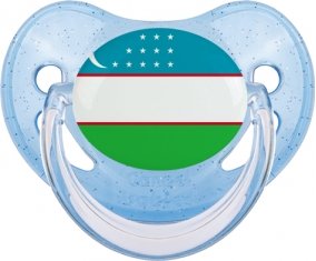 Drapeau Ouzbékistan Sucette Physiologique Bleue à paillette