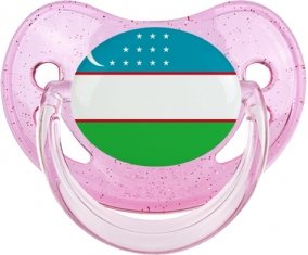 Drapeau Ouzbékistan Sucette Physiologique Rose à paillette