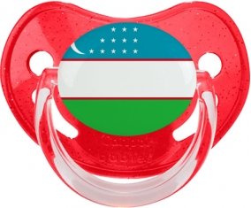Drapeau Ouzbékistan Sucette Physiologique Rouge à paillette
