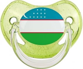 Drapeau Ouzbékistan Sucette Physiologique Vert à paillette