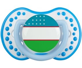 Drapeau Ouzbékistan Sucette LOVI Dynamic Blanc-bleu phosphorescente