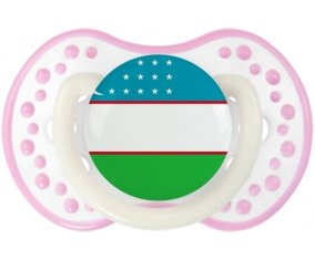 Drapeau Ouzbékistan Sucette LOVI Dynamic Blanc-rose phosphorescente