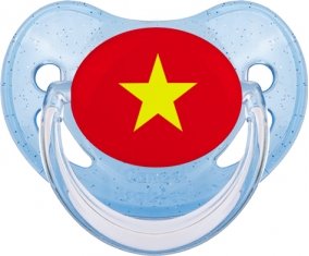 Drapeau Vietnam Sucette Physiologique Bleue à paillette
