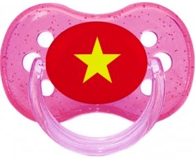 Drapeau Vietnam Sucette Cerise Rose à paillette
