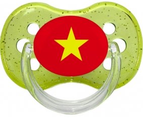 Drapeau Vietnam Sucette Cerise Vert à paillette